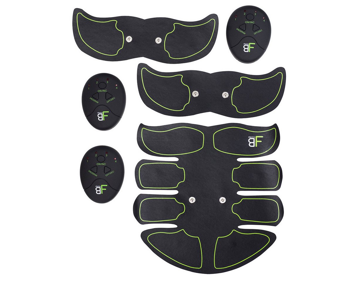 HMS EMS-Bauchmuskeltrainer Bauchtrainer EMS Trainingsgerät Reizstrom Fitnessgerät, 3 Pads mit je einem Regler, Elektrostimulation, 6 Modi, 10 Intensitätsstufen, PU, blau