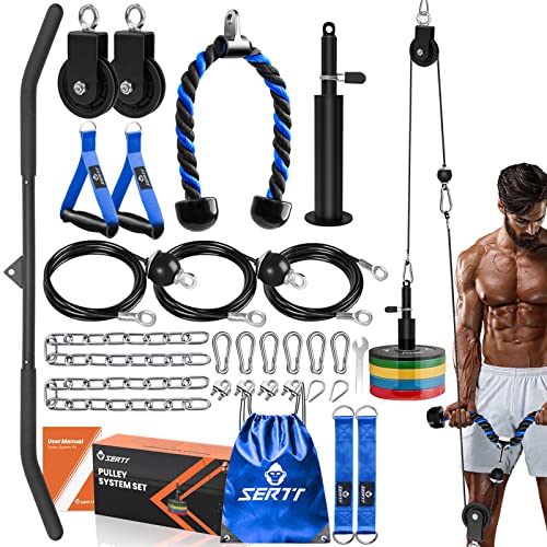 SERTT Seilzug Fitness Premium System Gym, Verbesserte Gewicht kabelzug Trainings geräte für Gym LAT Pull Down, Bizeps Curl, Trizeps, Armtraining, Kabel Maschine System Zusatzgeräte
