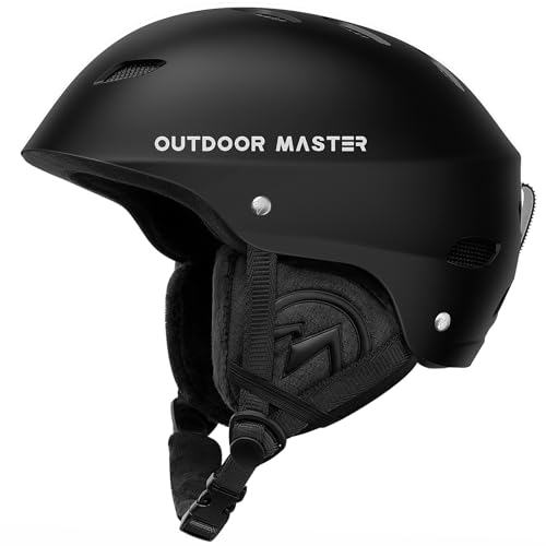 OutdoorMaster Kelvin Skihelm – Snowboardhelm für Herren, Damen & Jugendliche, L, Schwarz, mit verstärkter ABS-Schale, EPS-Kern und 14 Belüftungsöffnungen