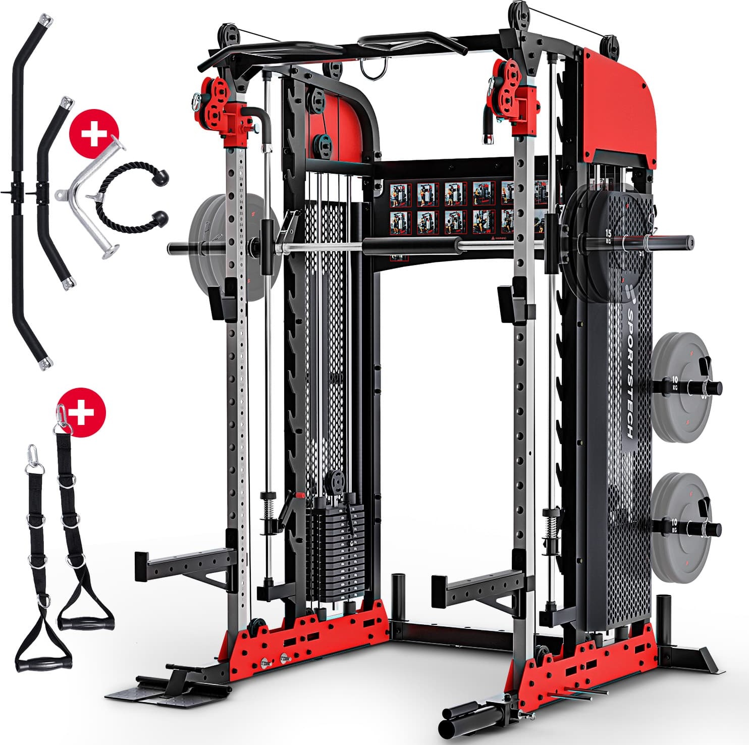 Sportstech SXM200 Smith Machine, Multifunctional Power Rack in Stahlkonstruktion, 140kg Trainingsgewicht