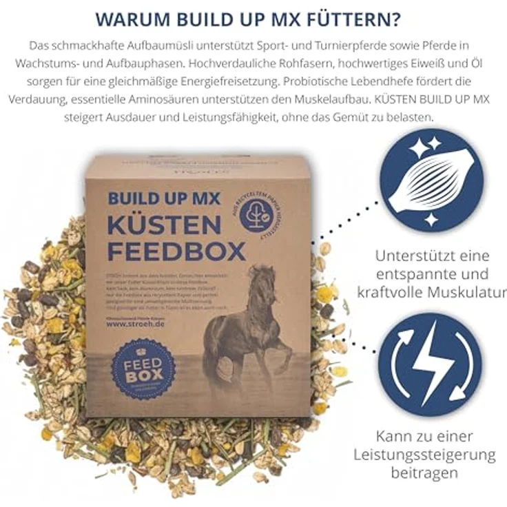 STRÖH Küsten Build up MX, hochwertiges Aufbaumüsli für Sport- & Turnierpferde, 30 kg Feedbox mit Vitaminen und Aminosäuren – Bild 3
