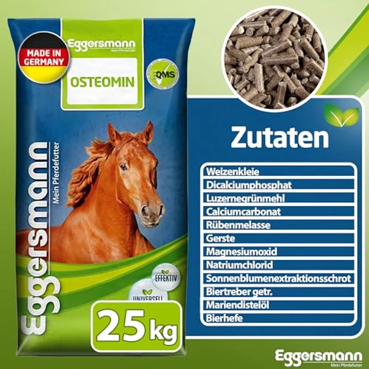 Eggersmann Mein Pferdefutter Osteomin Pellets, 25 kg Mineralfutter für junge Pferde, unterstützt gesundes Wachstum mit ausgewogenem Calcium-Phosphor-Verhältnis – Bild 5