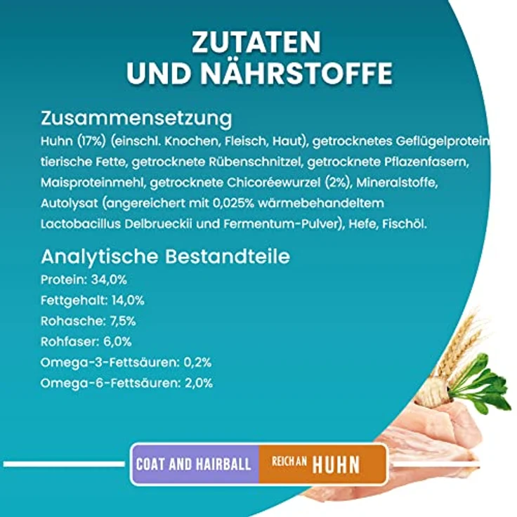 Purina ONE BIFENSIS Coat und Hairball Katzenfutter trocken, reich an Huhn, anti-hairball, 6er Pack (6 x 750g) – Bild 4