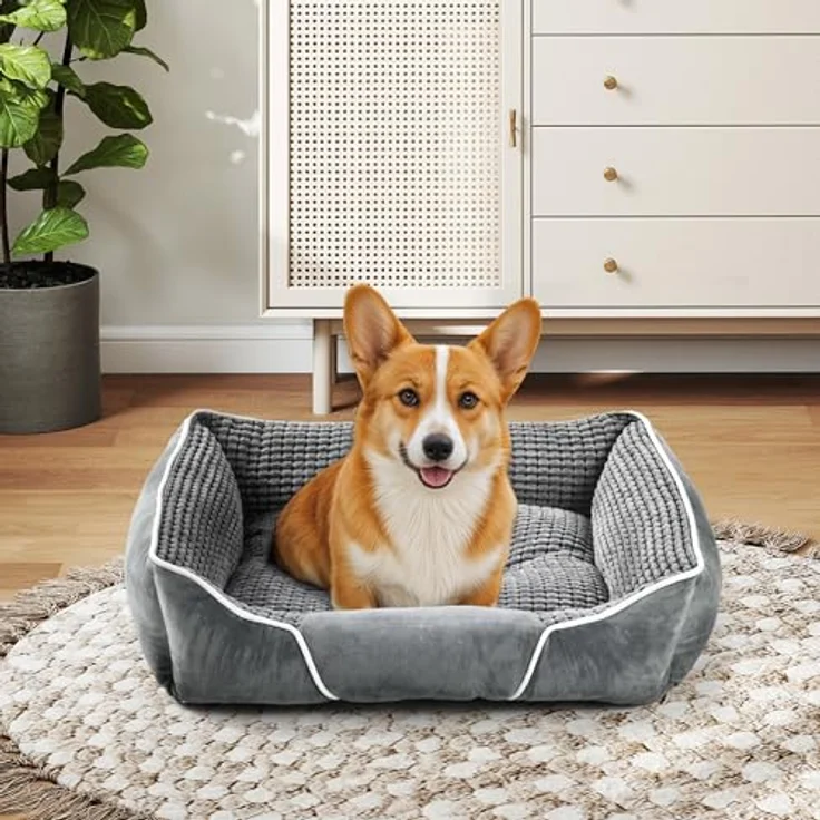 YITAHOME Orthopädisches Hundebett für Mittelgroße Hunde, 51x48cm, Ergonomisches Hunde-Sofa, Waschbarer Bezug, Erhöhte Ränder, Rutschfeste Unterseite – Bild 4