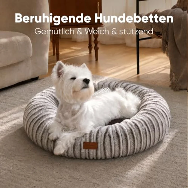 FUKUMARU Orthopädisches Hundebett, Katzenbett mit waschbarem Bezug, modernes Design mit Farbverlauf, 76 x 76 x 18 cm, Braun – Bild 2