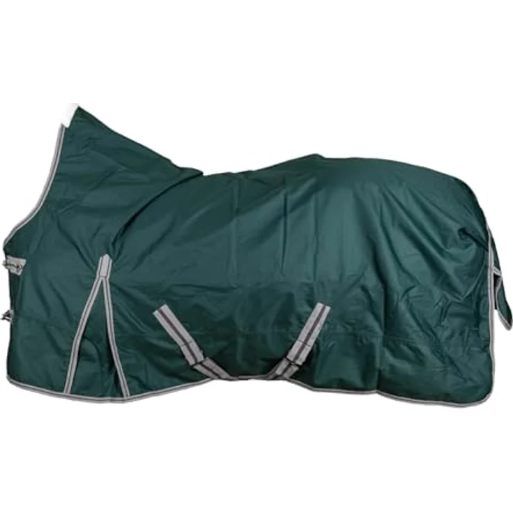RL24 Weidedecke High Neck Basicline 600D, wasserdichte Regendecke & Übergangsdecke für Pferde, Grün, Größe 85cm (300g/m² Füllung) mit Kreuzbegurtung und hohem Halsansatz – Bild 2