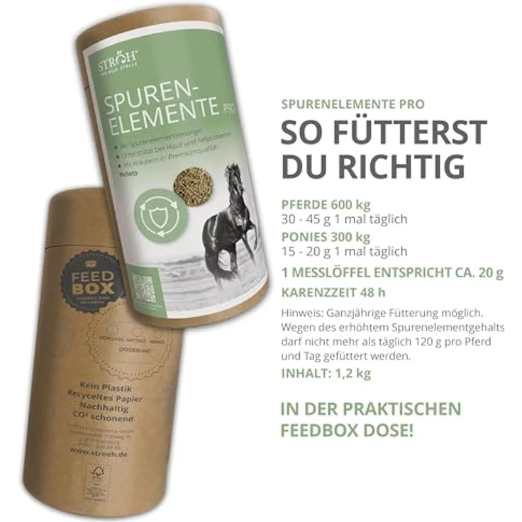 STRÖH Spurenelemente Pro Pellets Pferd, 1,2 kg - Mineralfutter mit Zink, Mangan, Eisen, Kupfer, Selen, Jod und Cobalt für gesundes Pferdefell und Wohlbefinden – Bild 4