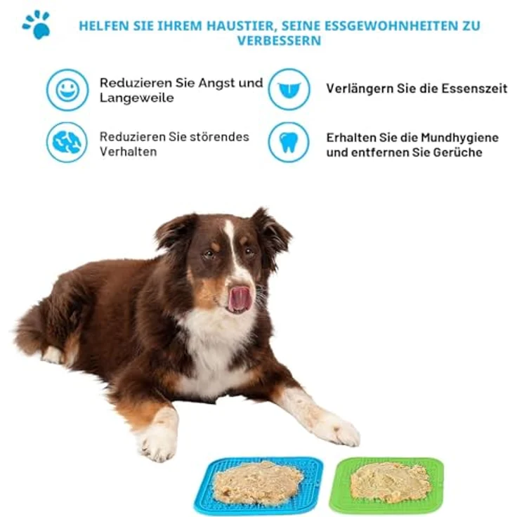 Lesipee Leckmatte Hund, 2 Stück, BPA-freie Schleckmatte mit Silikonspatel und Bürste, für Angstlinderung und gesunde Leckereien – Bild 5