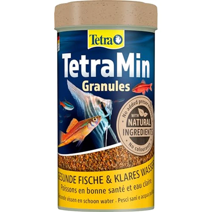 Tetra TetraMin Granules, langsam absinkendes Fischfutter für Zierfische in der mittleren Wasserschicht, 250 ml Dose – Bild 1