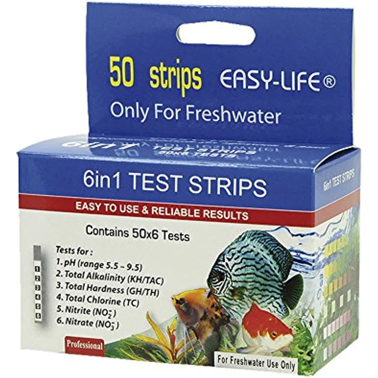 Easy Life Test Strips 6 in 1, 50 Teststreifen für pH, KH, GH, CI, NO2, NO3, schnelle Wassertests in 30-60 Sekunden
