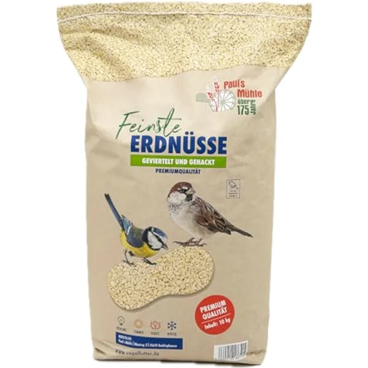Paul´s Mühle Erdnüsse für Vögel, gehackte Erdnusskerne, 10 kg, Premiumqualität aus Argentinien, ganzjähriger Vogelsnack – Bild 4