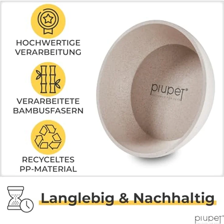 PiuPet® Futternapf und Wassernapf für Hunde, 2 x 1L, spülmaschinenfest, beige, 17,5cm Durchmesser, für große Hunde – Bild 5