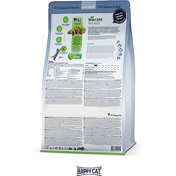 Happy Cat 70548 Culinary Adult Weide Lamm, Katzen-Trockenfutter mit hochwertigem Lamm und Erbsen, 1,3 kg, ohne künstliche Zusatzstoffe, Made in Germany – Bild 5
