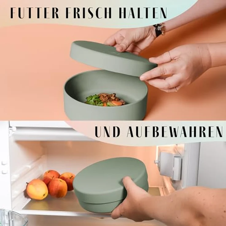 ne&no® Silikon Hundenapf 1200 ml mit Deckel, luftdicht und rutschfest für kleine und mittelgroße Hunde, eleganter Untersetzer inklusive – Bild 4