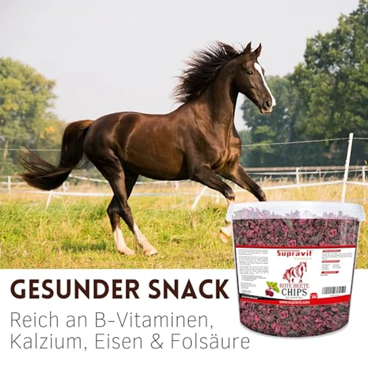Supravit Rote Beete Chips, 2kg Eimer - Pferdeleckerlis ohne Zucker, 100% Natur, schmackhafte Ergänzung für alle Pferde – Bild 3