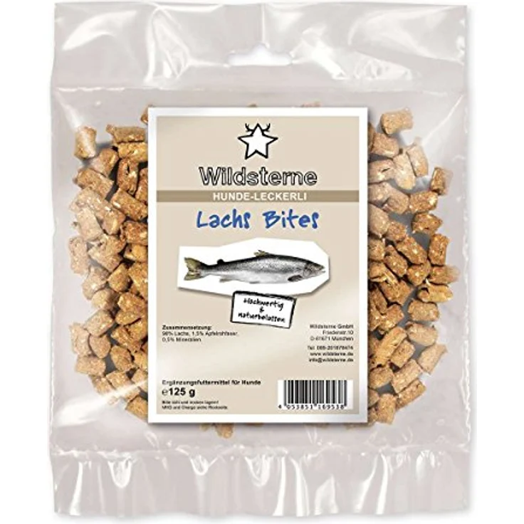 Wildsterne Hundeleckerli Bites Lachs 125 g | 88% Lachs, Monoprotein, getreidefrei, hypoallergen, ohne Zusatzstoffe, für Allergiker, ideale Trainingsbelohnung – Bild 2