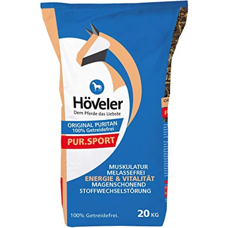 Höveler Puritan Original Pur.Sport, Getreide- und melassefreies Pferdefutter zur Unterstützung des Muskelaufbaus, 20 kg – Bild 2