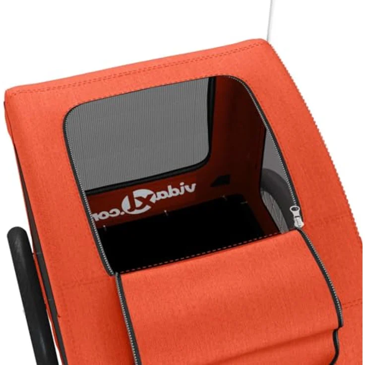 vidaXL Hunde-Transportbox Fahrradanhänger für Hunde Orange Oxford-Gewebe und Eisen, Belastbarkeit bis 30 kg – Bild 6