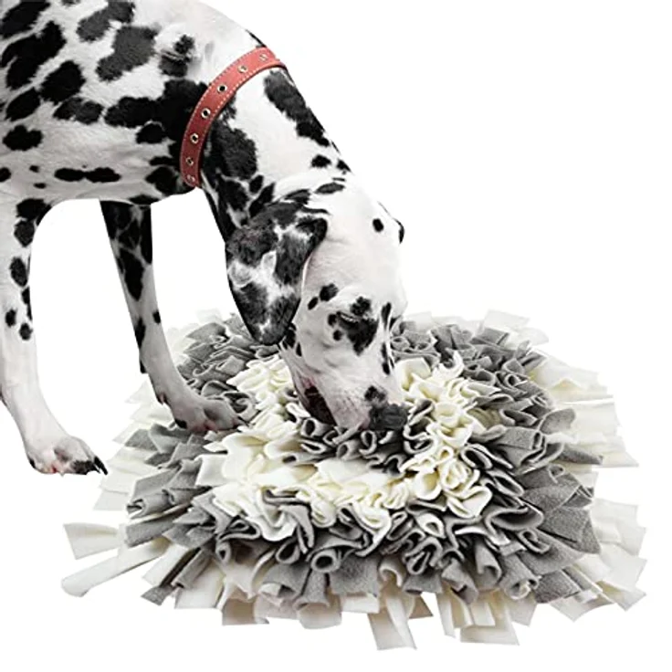 IEUUMLER Schnüffelteppich Schnüffeldecke für Hunde und Katzen, Trainingsmatte zur Geruchssinnförderung, 45x45 cm, Grau & Weiß – Bild 1