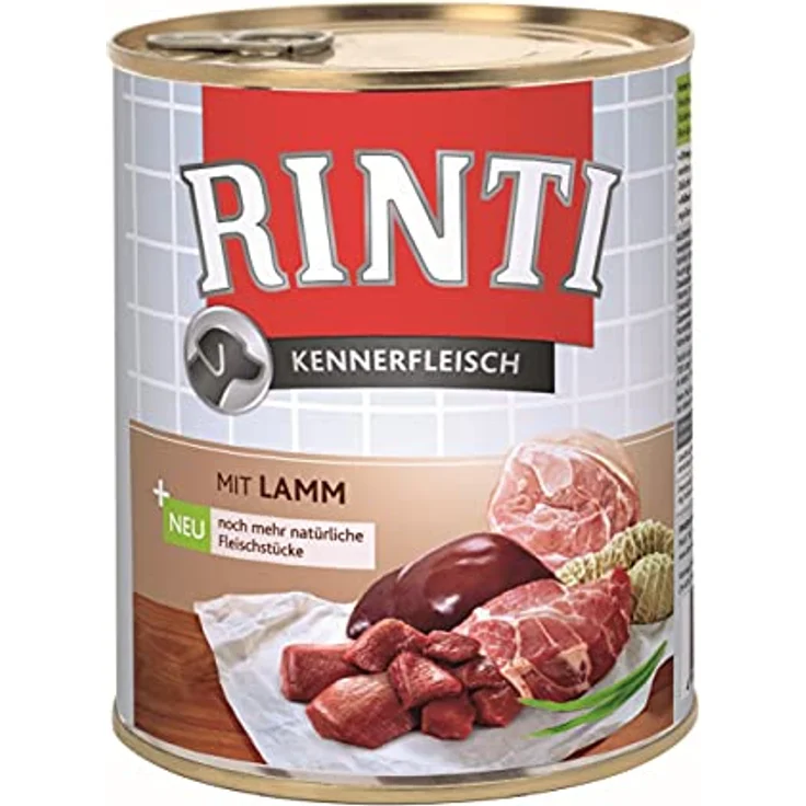 Rinti Kennerfleisch 800 g, Hunde-Nassfutter mit Lamm, getreidefrei und ballaststoffreich, ohne künstliche Zusätze – Bild 1