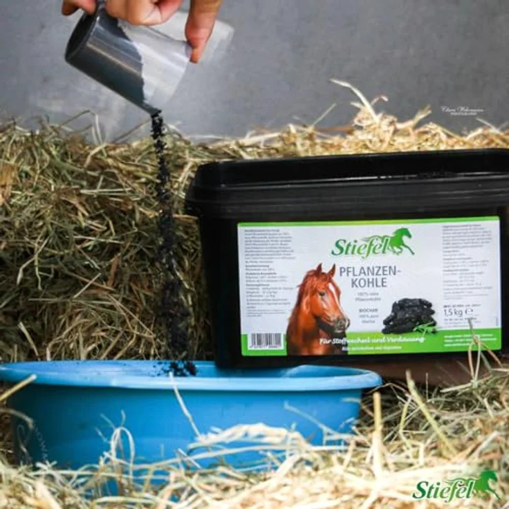 Stiefel Pflanzenkohle für Pferde, 100% reine Pflanzenkohle zur Unterstützung des Magen-Darm-Trakts, 1,5kg – Bild 4