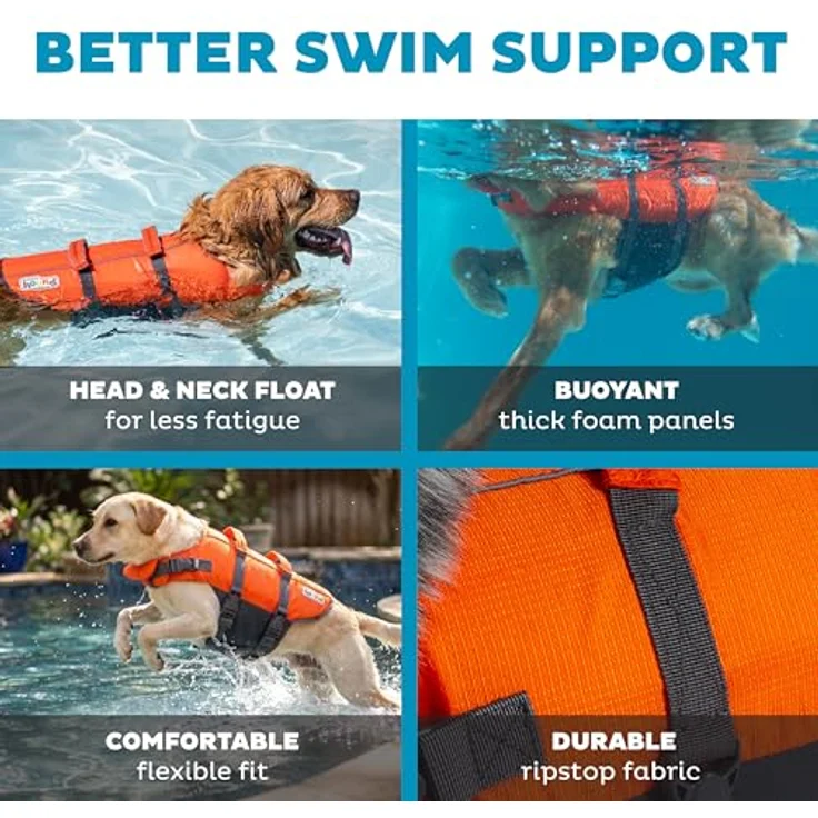 Outward Hound Kyjen 22021 Ripstop Quick Release Easy Fit Rettungsweste für Hunde, verstellbar, Größe L, orange, mit Griff für Rettungsaktionen und schwimmfähigem Vorderbereich – Bild 4