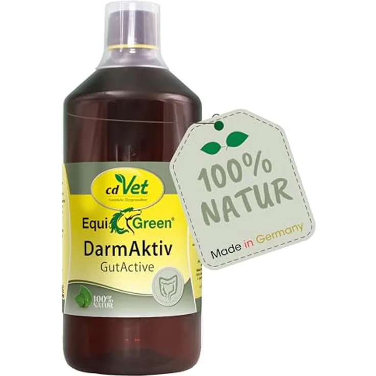 cdVet EquiGreen DarmAktiv, Ergänzungsfuttermittel für Pferde zur Unterstützung der Darmflora, 1 l, fermentiert, zuckerfrei, milchfrei