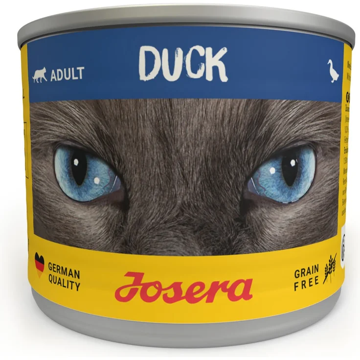 Josera Nassfutter Duck, getreidefreies Katzen-Nassfutter mit hochwertigem Lachsöl, 6 x 200g