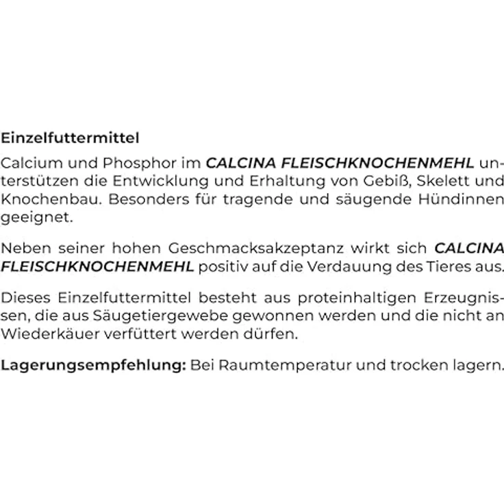 Canina CALCINA Fleischknochenmehl, 800 g - 100% reines Schwein, unterstützt Skelett und Gebiss, ideal für tragende und säugende Hündinnen – Bild 2