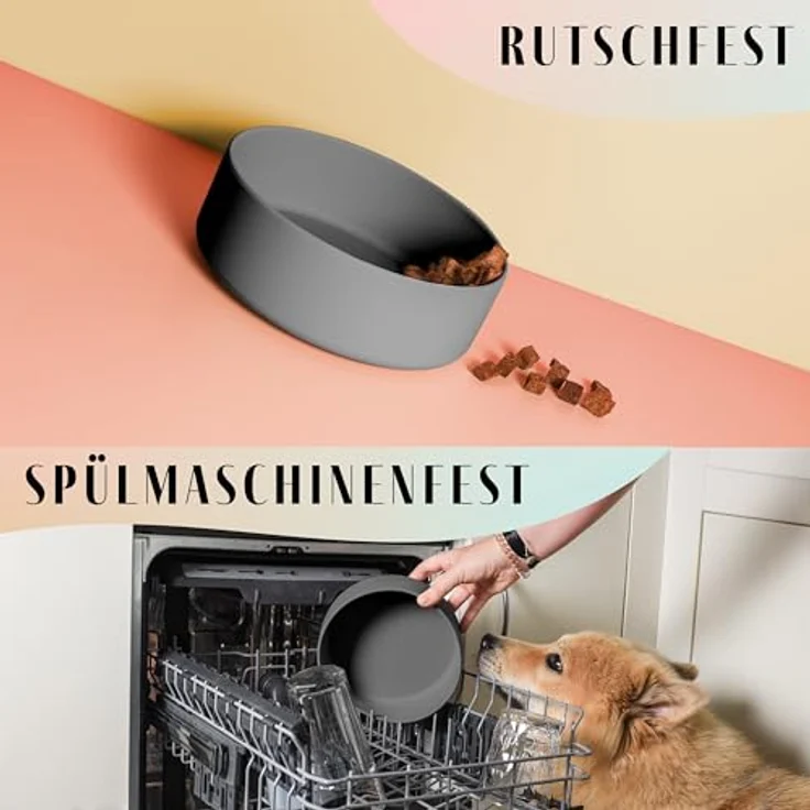 ne&no® Silikon Fressnapf 1200 ml für kleine und mittelgroße Hunde, rutschfest, spülmaschinengeeignet, multifunktional als Futternapf oder Trinknapf – Bild 3