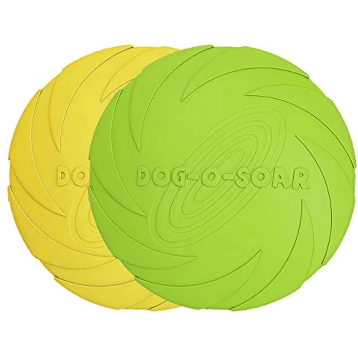 Vivifying Hundefrisbee, 18cm aus natürlichem Kautschuk, 2 Stück (Grün + Gelb), rutschfest und schwimmfähig für Land und Wasser – Bild 1