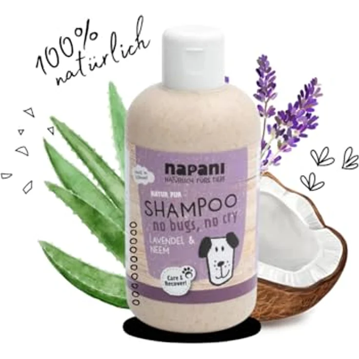 napani Hunde Shampoo no Bugs, no cry, Milben Shampoo für Hunde, natürliche Pflege, vegan, 250ml – Bild 2