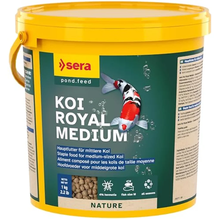 sera Koi Royal Medium 3,8 L (1 kg) | Hochwertiges Koi Futter für 12–25 cm Fische | Leicht verdauliches, schwimmendes Granulat für ausgewogenes Wachstum | Naturbelassene Inhaltsstoffe ohne Farb- und Konservierungsstoffe – Bild 1