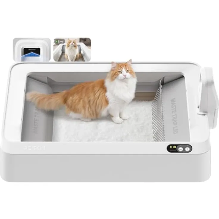 PETKIT Purobot Kristall-Duo, Open-Top & AI-Kamera Selbstreinigende Katzentoilette mit Harngesundheitsmonitor, 2-Wege-Raken, 5G-WLAN und Sicherheitssensoren