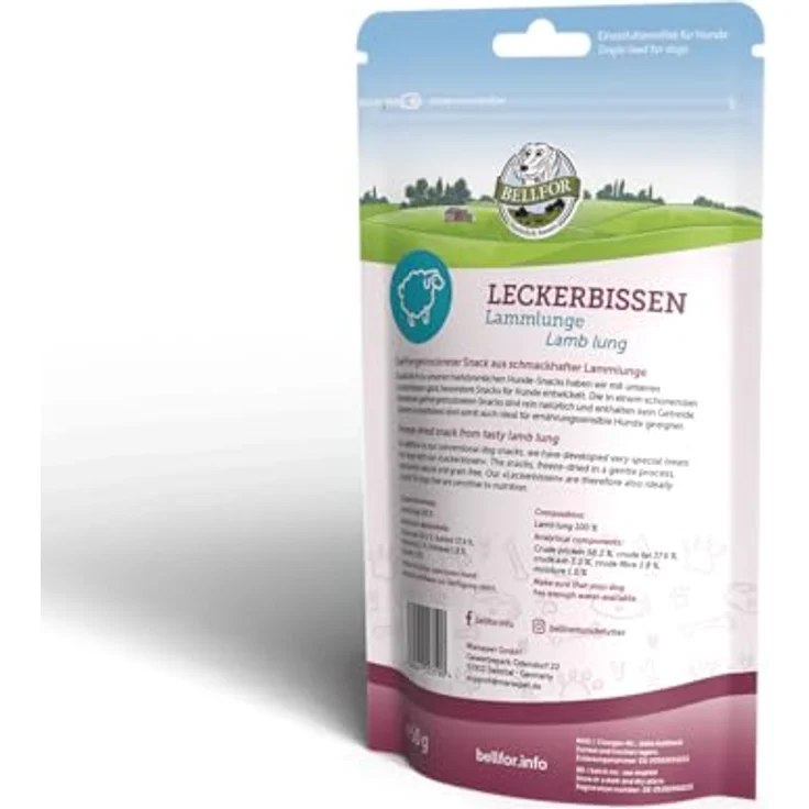 Bellfor Gefriergetrocknete Lammlunge, Getreidefreier Hundenack, leicht verdaulich, 50 g – Bild 5
