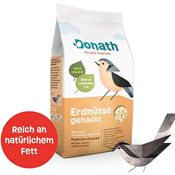 Donath Erdnüsse gehackt, reich an natürlichem Fett, ganzjähriges Wildvogelfutter, 1 Kg – Bild 2