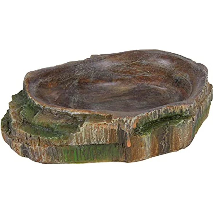 Trixie 76201 Wasser- und Futterschale für Reptilien, 10 × 2,5 × 7,5 cm, Innenliegende Treppe, lebensmittelunbedenkliches Polyesterharz, natürliches Aussehen – Bild 1