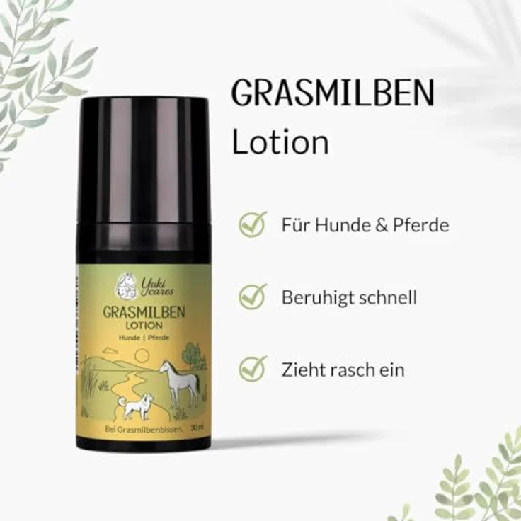 Yuki cares Grasmilben Lotion, Juckreizmittel für Hunde mit natürlichen Wirkstoffen, 10ml, handgemacht in Deutschland – Bild 4