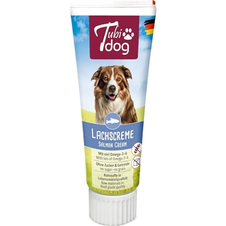 Kerbl Pet Tubidog Delikatess Lachscreme für Hunde, 75 g, hoher Belohnungseffekt, reich an mehrfach gesättigten Fettsäuren