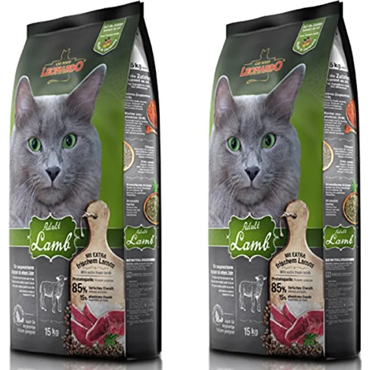 Leonardo 2 x 15 kg Adult Lamb Katzenfutter, Trockenfutter für alle Rassen, mit frischem Lamm, sehr gut verträglich