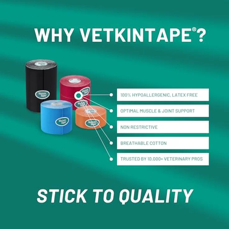 VETKIN VetkinTape Kinesiologie Tape für Tiere, 10cm x 5m, latexfrei, starke Acryl-Klebeschicht, Orange, für Pferde und Hunde – Bild 3