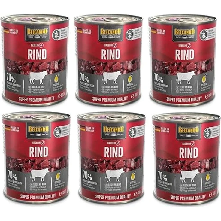 Belcando Baseline Rind, Nassfutter für ausgewachsene Hunde, getreidefrei, 6x800g – Bild 1