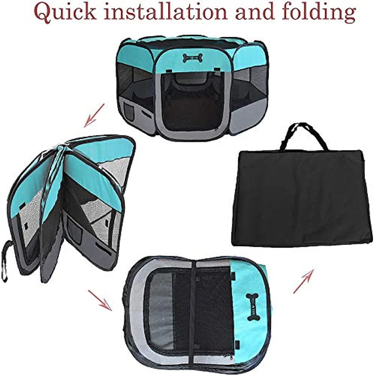 Mucola Welpenlaufstall faltbar, mobiler Welpenauslauf 125x125x64 cm mit Pop-Up-System, Netzabdeckung & Tragetasche, 600D Oxford wasserdicht, leicht & stabil für Indoor/Outdoor – Bild 4