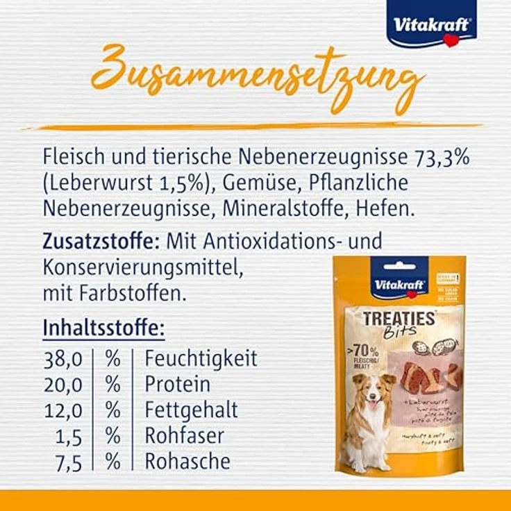 Vitakraft Treaties Bits Leberwurst, Hundesnacks mit Hühnchen für alle Hundegrößen, 120g – Bild 5
