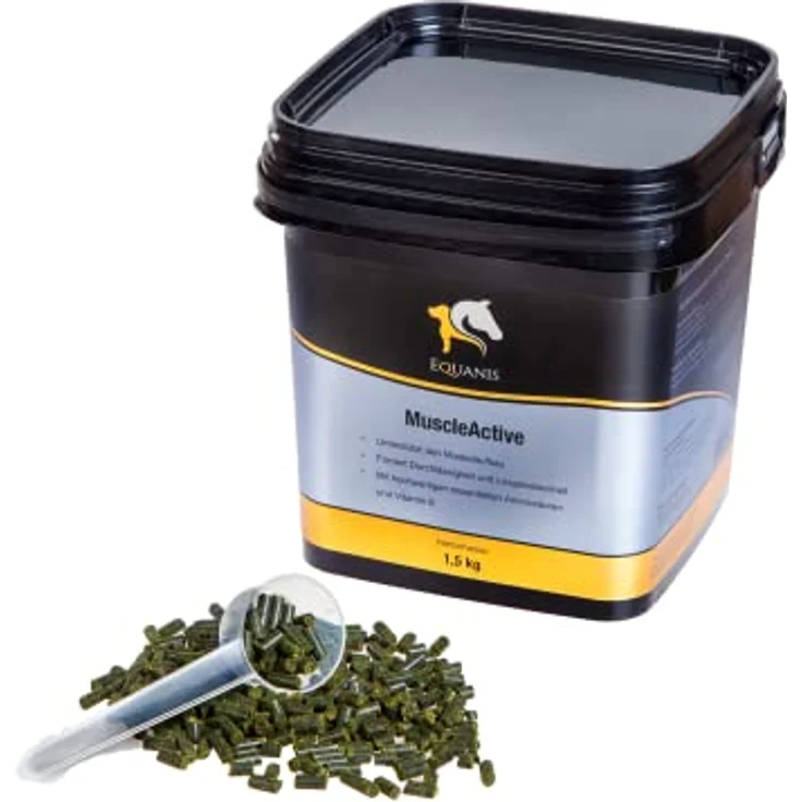 Equanis MuscleActive, Ergänzungsfuttermittel für Pferde, 1,5 kg, Pellets zur Unterstützung der Muskelfunktion, fördert Muskelaufbau ohne Zuckerzusätze – Bild 2