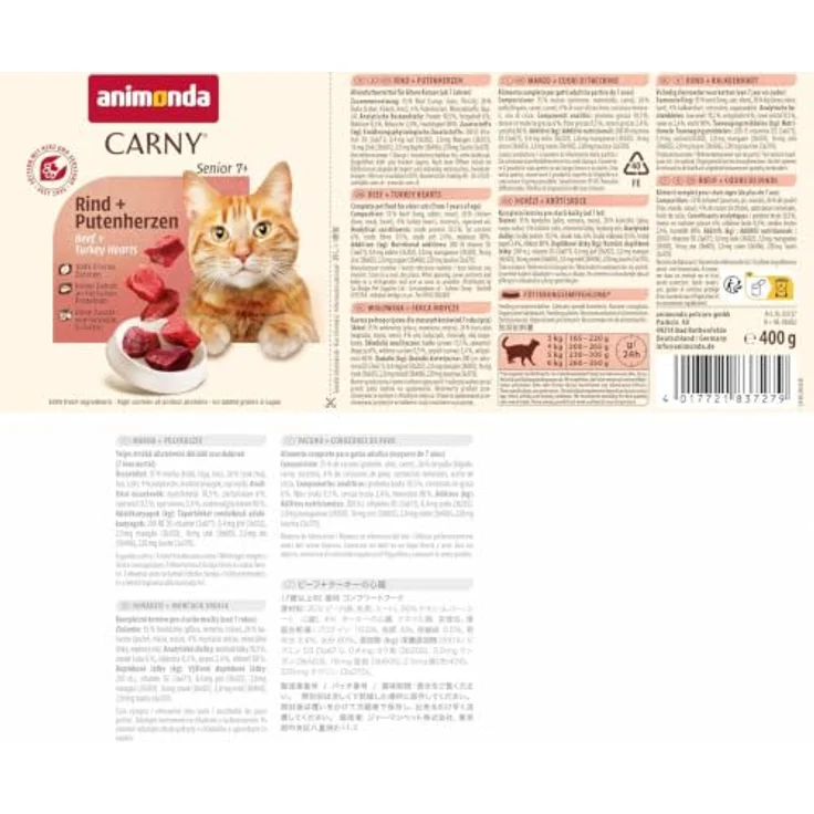 animonda Carny Senior Rind und Putenherz, Katzen-Nassfutter mit frischem Fleisch, 6x400g – Bild 5