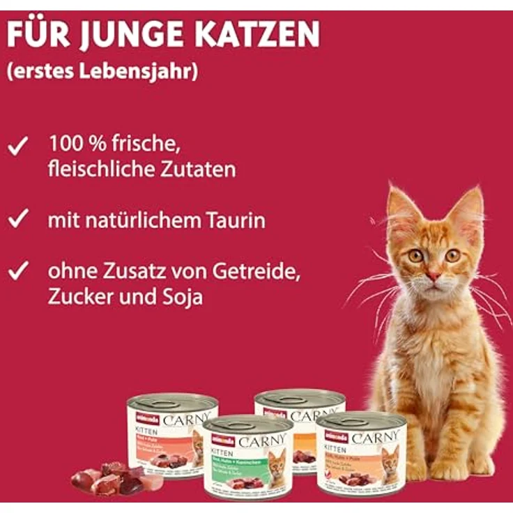 animonda Carny Kitten Variation, Nassfutter für Katzenkinder im 12er-Pack (12 x 200 g), getreidefrei und zuckerfrei mit 100 % frischen Zutaten – Bild 2