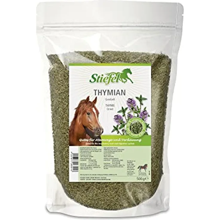 Stiefel Thymian 500g – Einzelfuttermittel für Pferde, gerebelte Thymian-Kräuter zur Unterstützung von Atemwegen und Verdauung