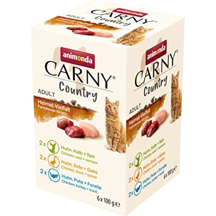animonda Carny Country Katzenfutter nass Home Mix (6 x 100g), Getreidefreies Katzen Nassfutter mit 100% frischen, fleischlichen Zutaten – Bild 1