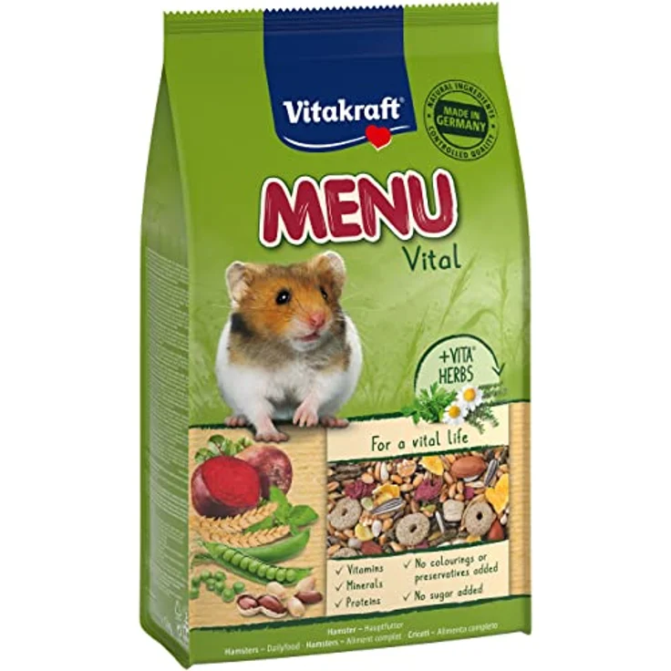 Vitakraft Menu Vital, Hamsterfutter mit Gemüse und Nüssen, enthält lebenswichtige Vitamine und Mineralien, 1kg, ohne Zuckerzusatz – Bild 4
